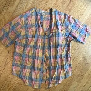 Lands' End Multicolor Plaid Button Down Shirt